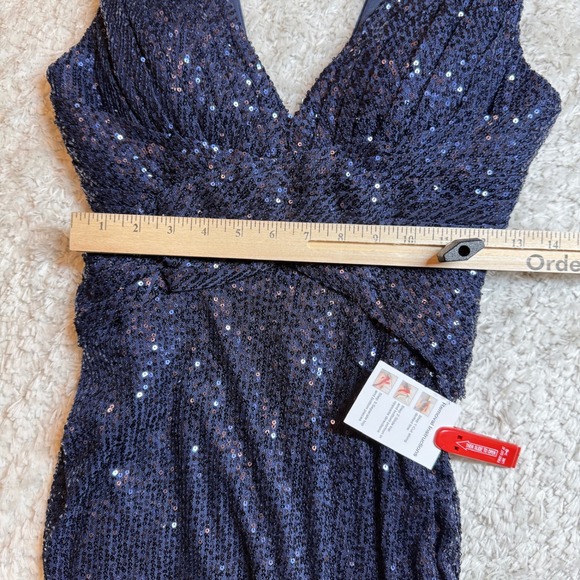 Ieena Mac Duggal Dress 6 Blue Sequin Sleeveless Formal Gown Prom Evening MOB - Picture 7 of 15